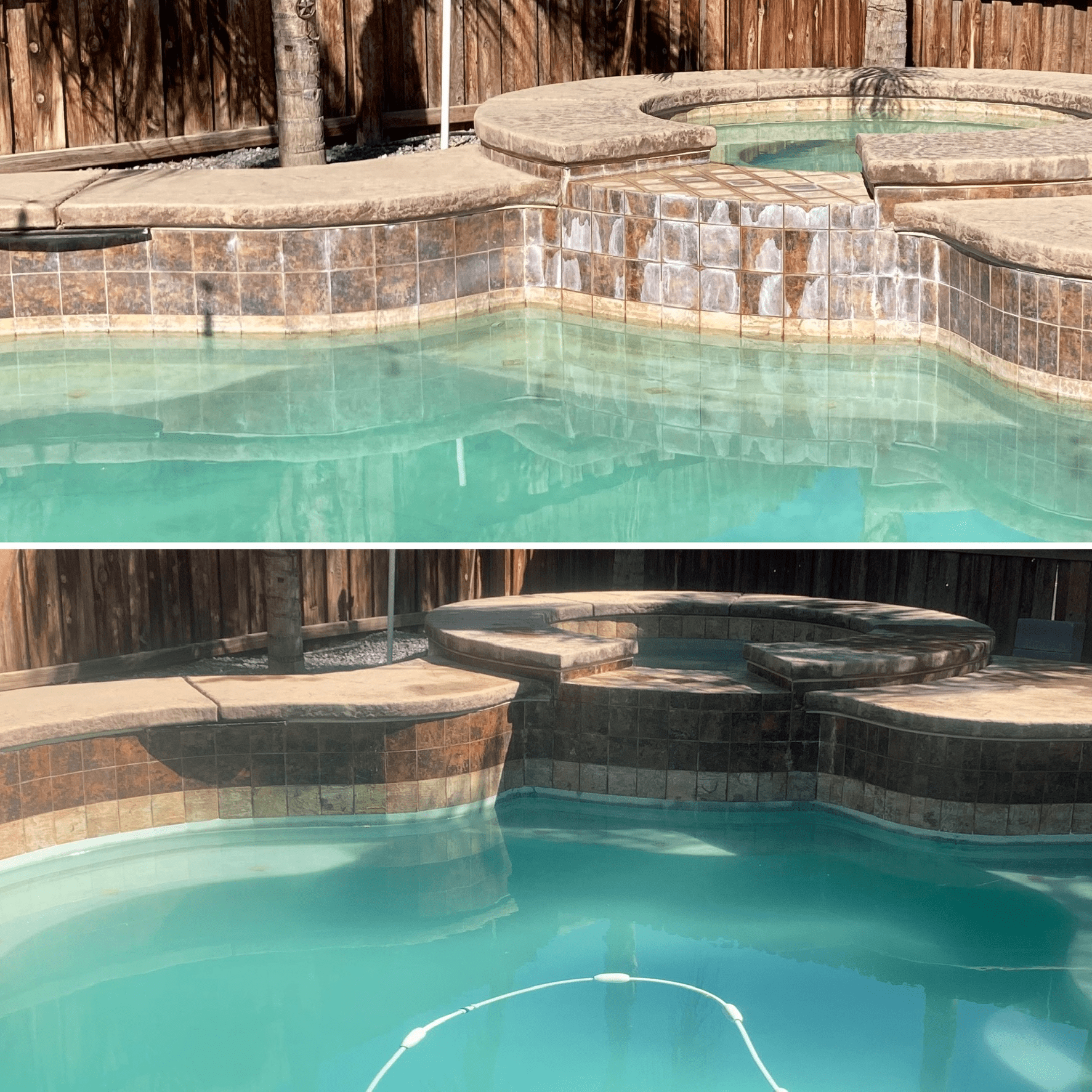 Before and After Image of a Swimming Pool Wall